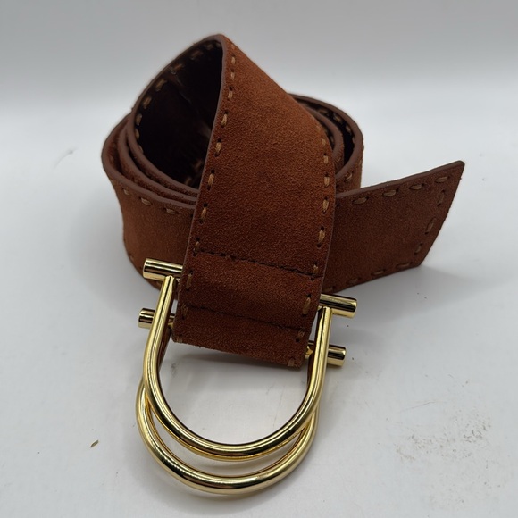 Michael Michael Kors Reversible Brown Leather Belt Gold Buckle Womens M Boho - Picture 11 of 12